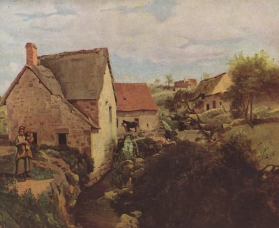Cottages and a Mill on the Banks of a Stream by Jean Baptiste Camille Corot